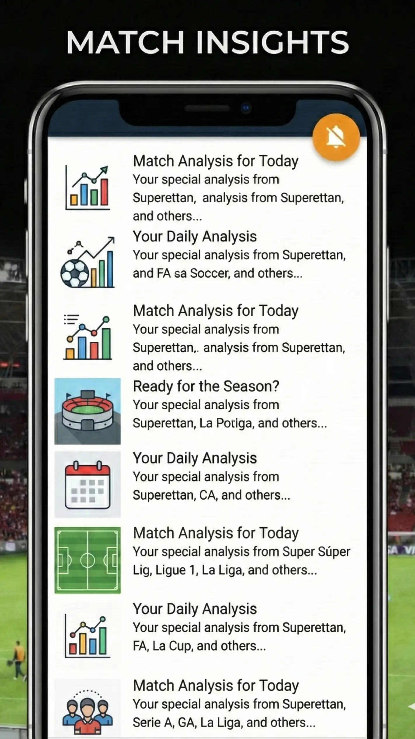 Football AI app screen: match insights